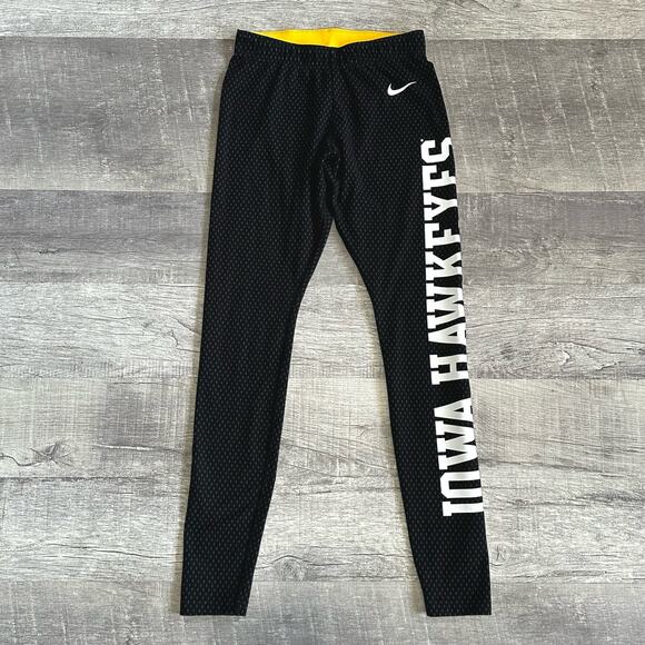 Nike Iowa Hawkeyes Legging Womens S Small Stretch Black Grey Dotted Spellout - Picture 1 of 9